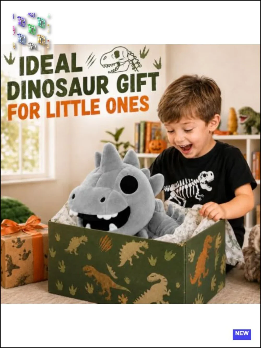 Light Up Dinosaur Skeleton Costume Kids Plush Dino Halloween Cosplay 3-8Y